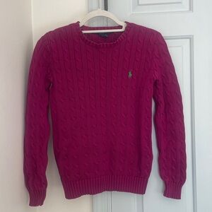 Ralph Lauren Sport - Cable Knit Sweater Pink - Womens Size Medium Cotton - Berry